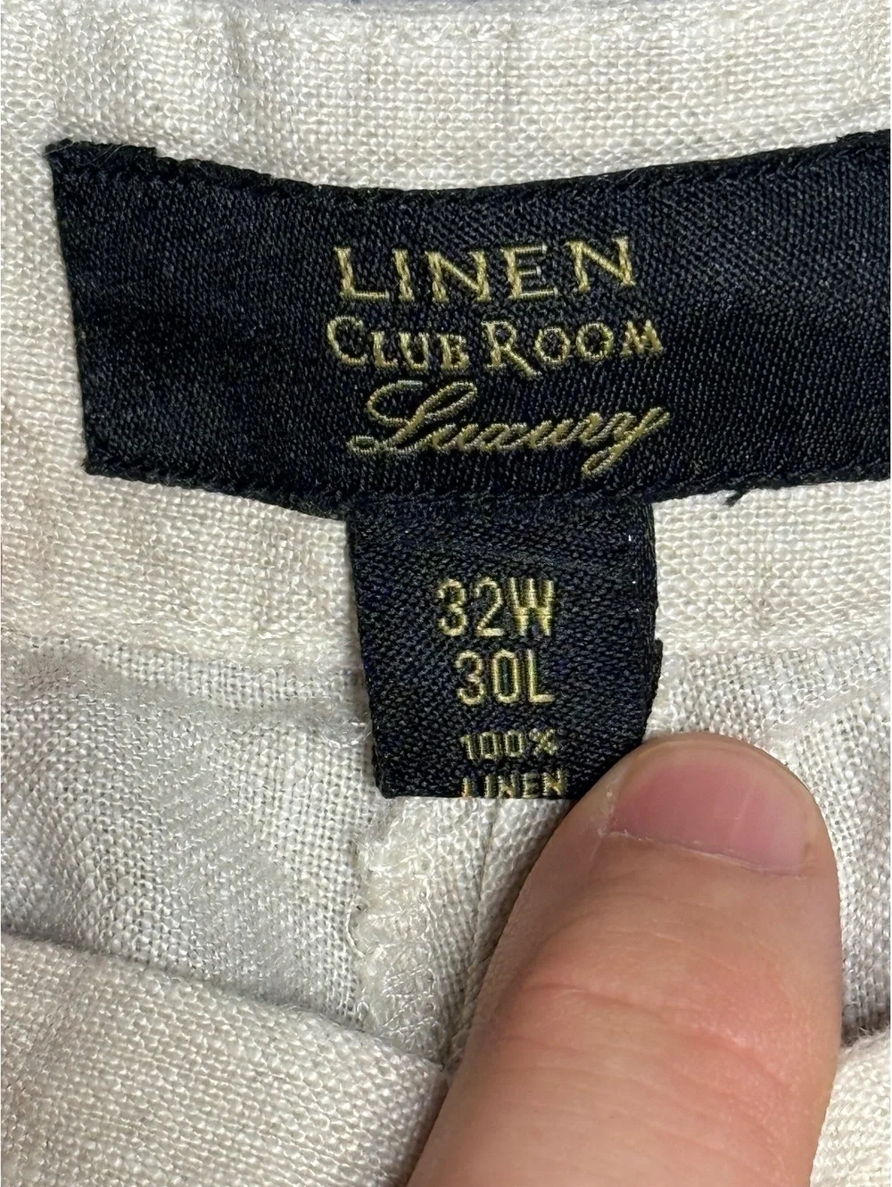 Club Room Mens Beige 100 Linen Pants 32x30 Luxury